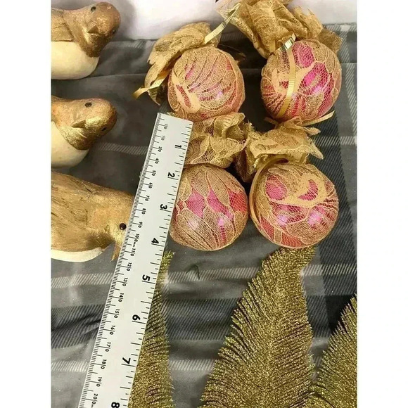 VTG 12x Christmas Decorations Gold Glitter Feathers Feather Birds Ornaments - Picture 5 of 15